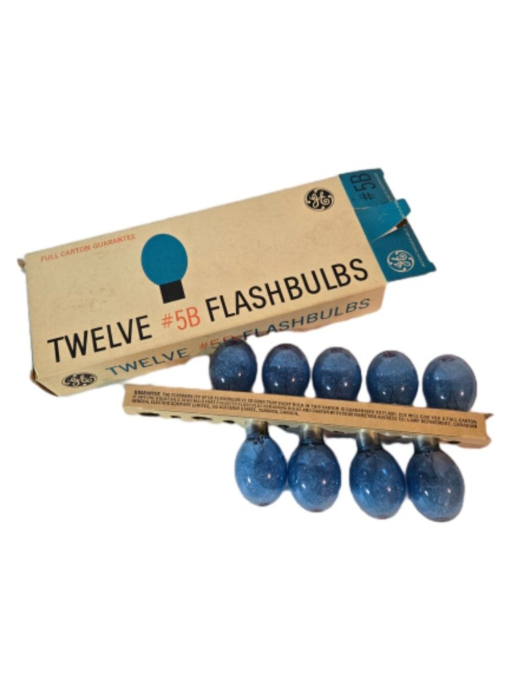 Vintage 1960s General Electric GE #5B Flashbulbs with box 9 Count Blue Flashbulb